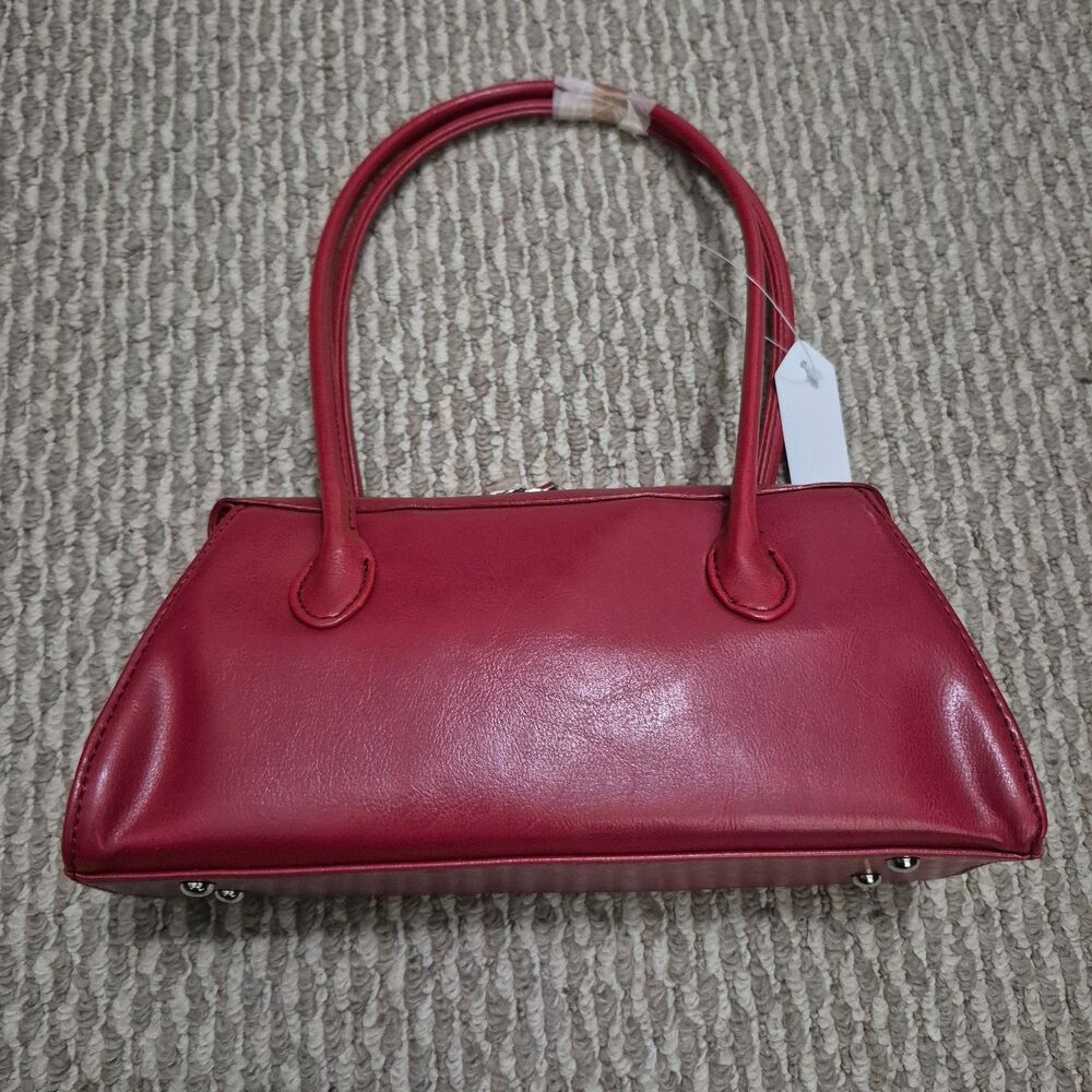 Red Vegan Leather Mini Hand Satchel Purse